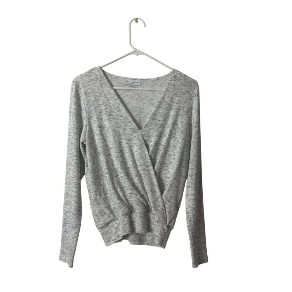 Michael Stars Womens Gray Wrap-Style Long Sleeve Lightweight Sweater XS